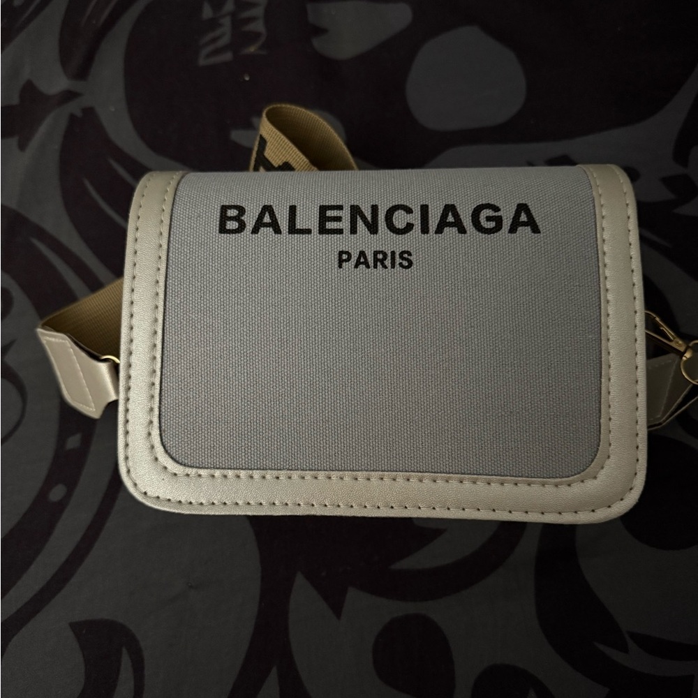Balenciaga Paris Gray and Cream Crossbody Bag